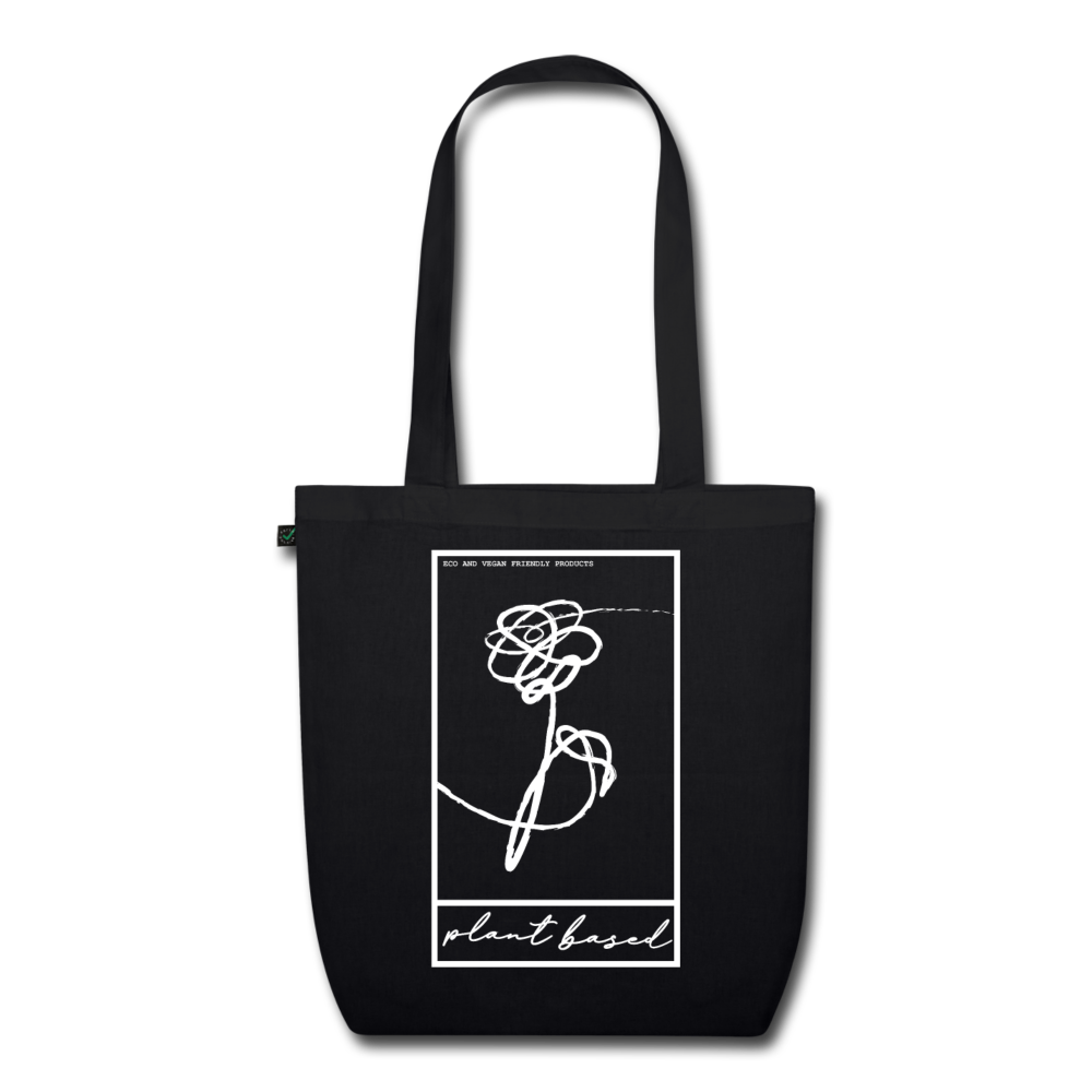 Plant based Flower Tote Bag - black